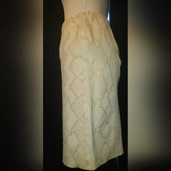 Ralph Lauren Black label natural tan cream 100% python snakeskin skirt 10 - Picture 7 of 13